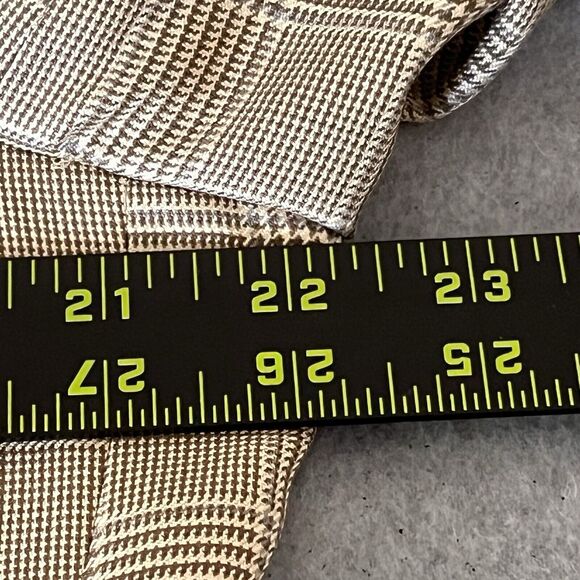 E Thomas Silk & Wool Mens Suit Jacket Blazer Italy 54 R Brown Plaid Window Pane - Picture 13 of 16